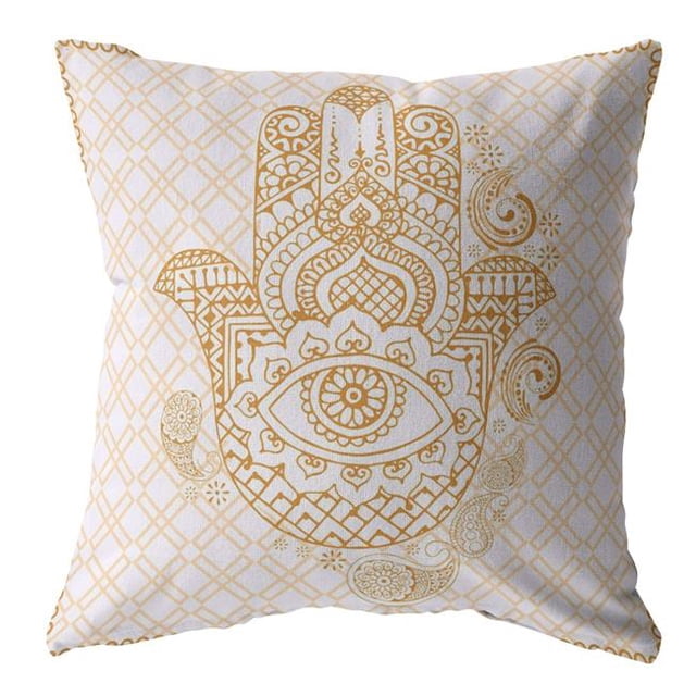 HomeRoots 413226 18 Po Or & Blanc Hamsa Boho Coussin en Daim