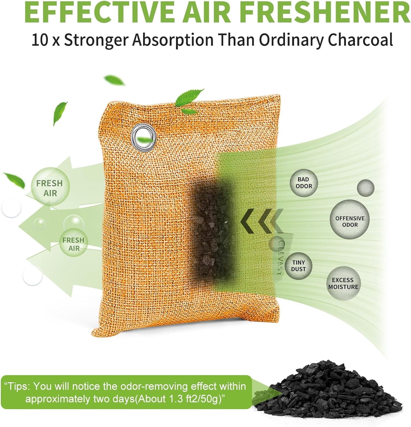 16 Pack Activated Odor Absorber - Air Purifying Bags(8x100g, 8x50g), Natural Fresh Deodorizer and Moisture Eliminator for Home, Closet, Car Air freshener