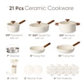 thumbnail image 2 of CAROTE 21-Piece Ceramic Cookware Set, Nonstick Pots and Pans with Steamer, Induction Compatible, White, 2 of 9