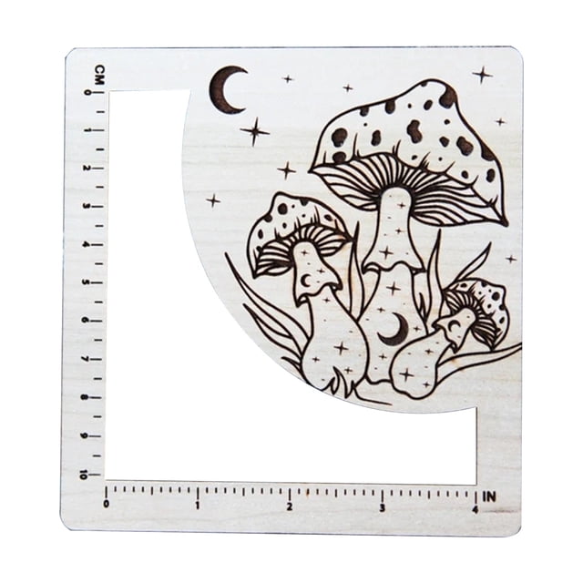 Gkeoshab Measurement Ruler In 4 Inches & 10 Centimeters Cheery Wood Mushroom With Star Knitting Gauge Converter Tool Knitting Counter Calculator Density Ruler For Knitting Works Crafts