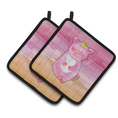 

Caroline s Treasures Pig Watercolor Pair of Pot Holders