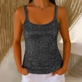 thumbnail image 2 of Hueook Sequin Tank Tops for Women Sparkly Tops Prom Party Outfit Concert Women's Solid Color Sequin Round Neck Suspender Fashionable Temperament Top Gray M, 2 of 7
