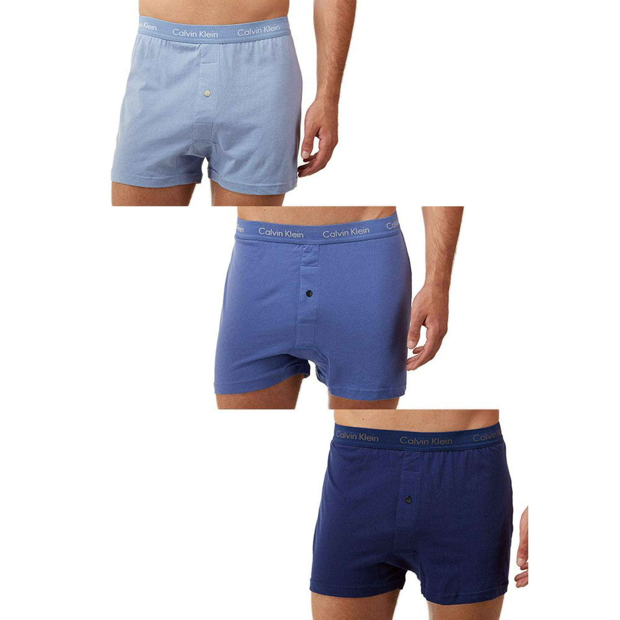 Calvin Klein Men s Cotton Classics Multipack Knit Boxers Blue Assorted Medium Walmart