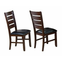 Contemporary Style Espresso Black Dining Chairs 2pc Set Leather Look Upholstery Side Chairs Wooden Fabric
