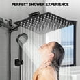 thumbnail image 4 of Cshidworld Dual Shower Head Combo, 12" High Pressure Rain Shower Head with 11" Adjustable Extension Arm, 5 Settings Handheld Shower Head with 59" Hose & Holder, Rainfall Shower Head Bathroom, Black, 4 of 9
