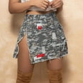 thumbnail image 2 of Youmylove Women Camo Cargo Skirt High Split Button Ripped Hem Camouflage Mini Skirts With Pockets Versatile Beach Trendy Leisure, 2 of 9