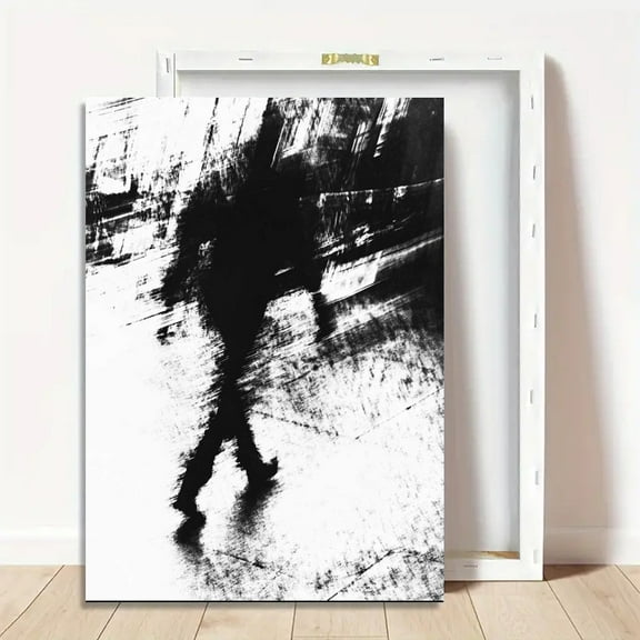 People Walking in Black and White Abstract Art City Canvas Art Poster Wall Art Print Modern Unique Family Bedroom Living Room Decor