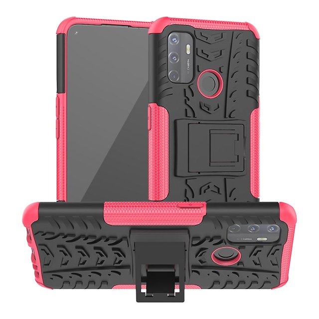 KAIYANG Carcasa híbrida de PC y TPU con soporte para neumáticos Cool Tyre para Oppo A53 (2020) Estilo D Oppo A53 (2020) Rosa