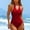 Red, variant on UTSJKR 2025 Women's Modest Tummy Control Ruched One Piece Swimsuits Halter V Neck Bathing Suit Beach Cheeky Swimwears Green L