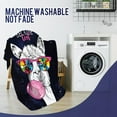 thumbnail image 5 of Llama Blanket Gifts for Women Girls Boys, Funny Cartoon Alpaca Decoration for Home Bedroom Living Room Couch Lounge, Soft Fluffy Lightweight Throw Blankets Black 50"x60", 5 of 5