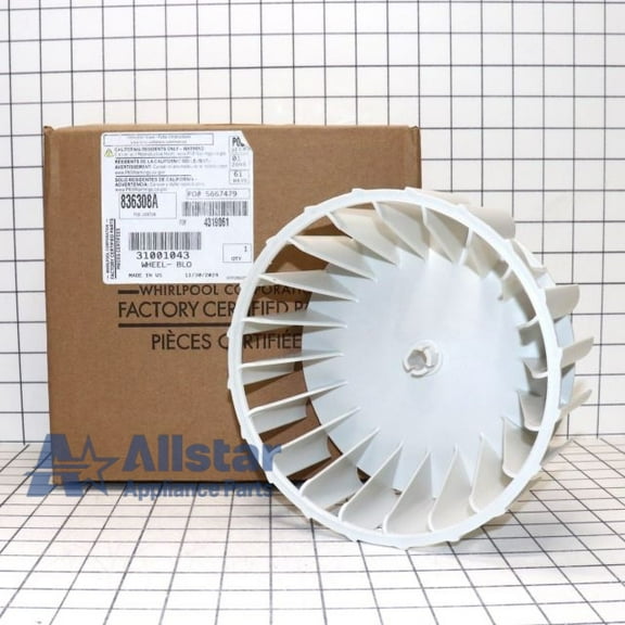Whirlpool Dryer Blower Wheel 31001043