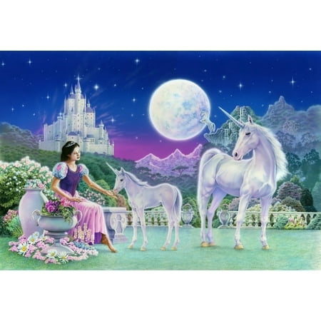 Unicorn Princess - Feeding Foal Poster Print by Robin