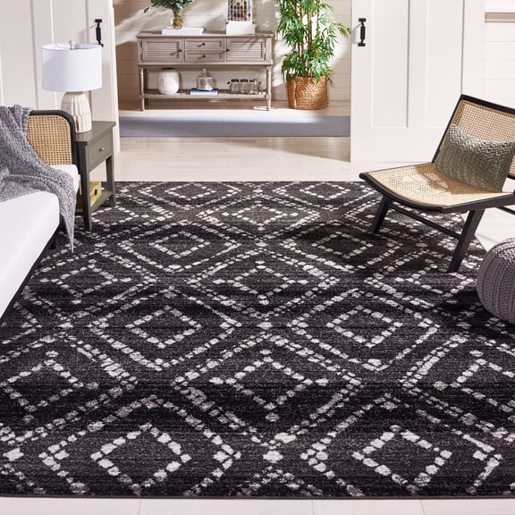 SAFAVIEH Adirondack Lecia Geometric Area Rug, Black/Ivory, 8' x 10'