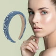 thumbnail image 2 of Unique Bargains 1 Pc Pearl High Cranium Sponge Headbands Light Blue, 2 of 6