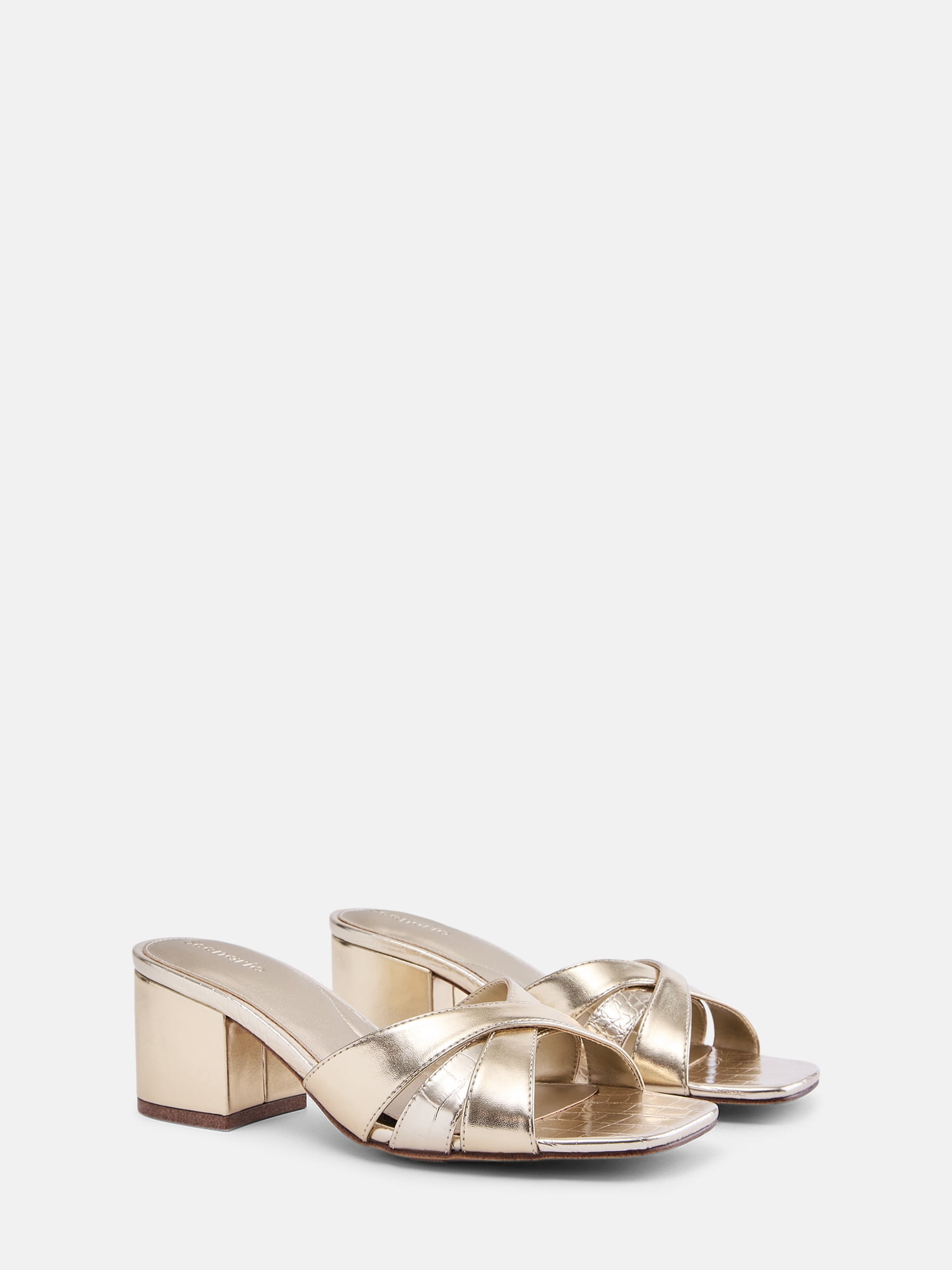 Scenario Women's Faux Croc Block Heel Sandals