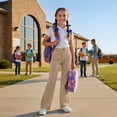 thumbnail image 2 of YAYUBA School Uniform Pants for Girls 2026 Stretch Button Front Straight Leg Pants Preppy Pull On Loose Fit Casual Trousers, Khaki, 2 of 6