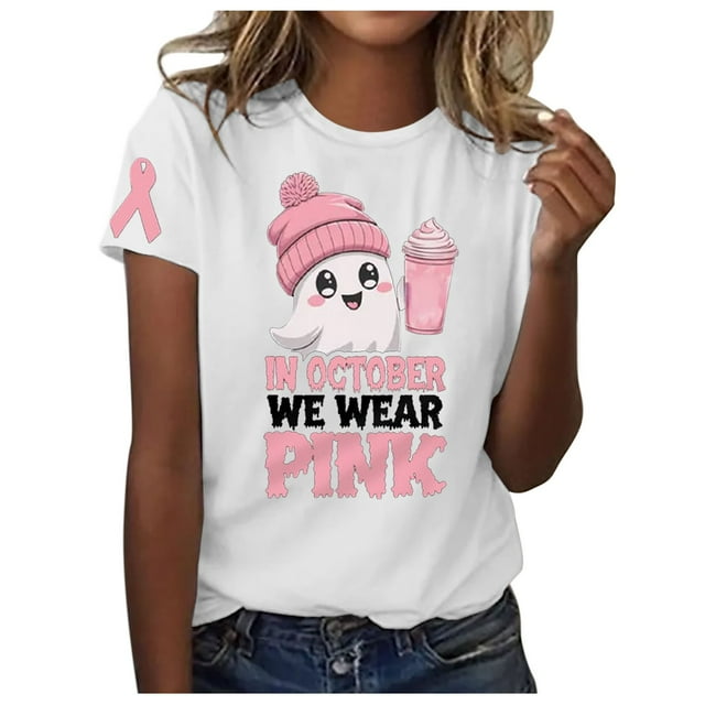 TSADFHJI Hauts pour Femmes Automne Mode Décontractée Imprimée Col Rond Manches Courtes Chandail T-Shirt TG Blanc