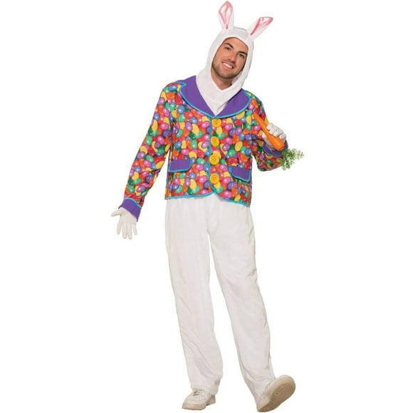 Chapeau et Pantalon de Costume de Lapin de Pâques avec la Gelée Veste d'Impression de Haricot Adulte STD