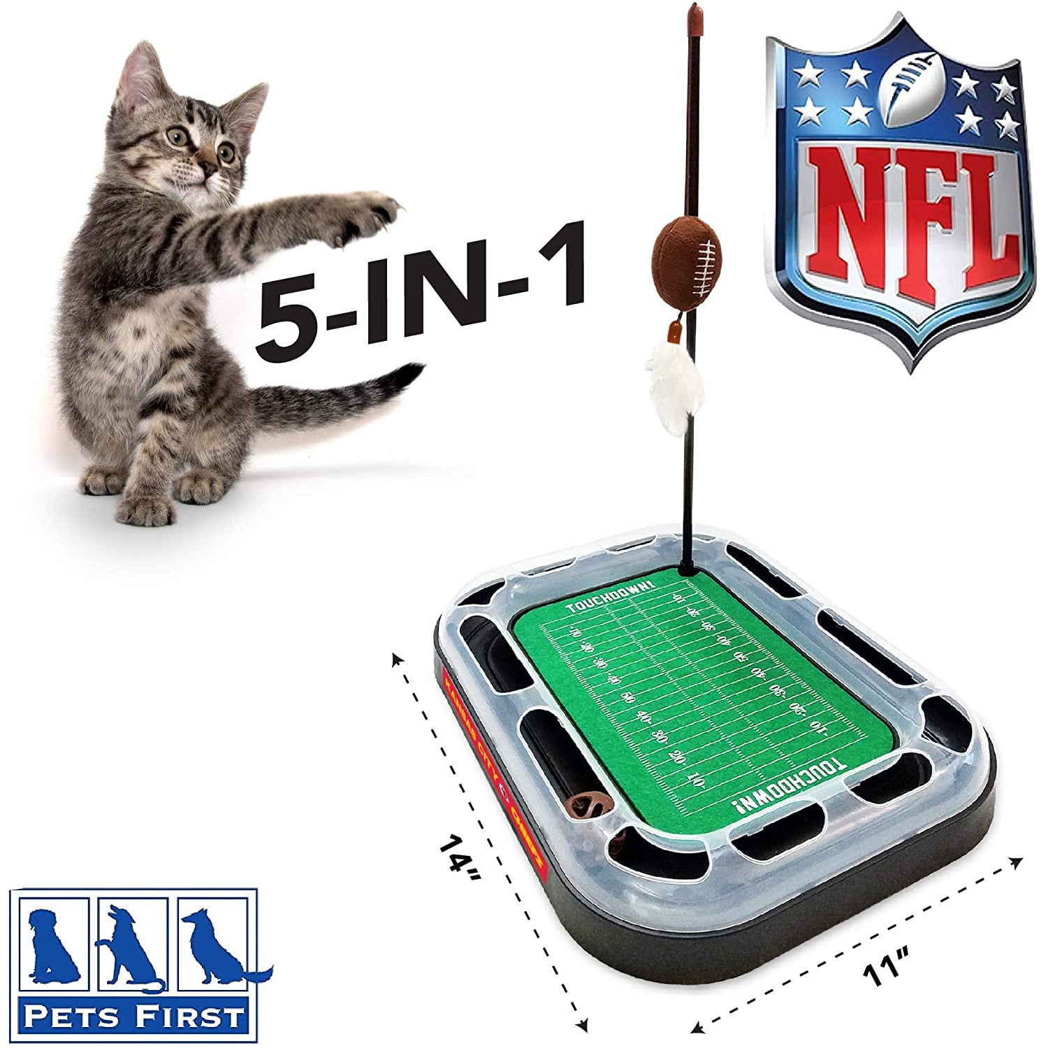 NFL Kansas City Chiefs CAT Scratcher Toy with Catnip Plush & Feather Cat and Kitty Toy