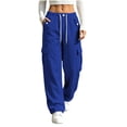 thumbnail image 7 of Kctiaxy Sweatpants Women Elastic Waist Drawstring Straight Wide Leg Pants Solid Fashion Loose Cargo Pants, 7 of 7