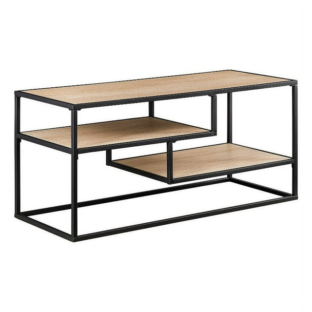 40" Contemporary Metal and Wood TV Stand - Coastal Oak