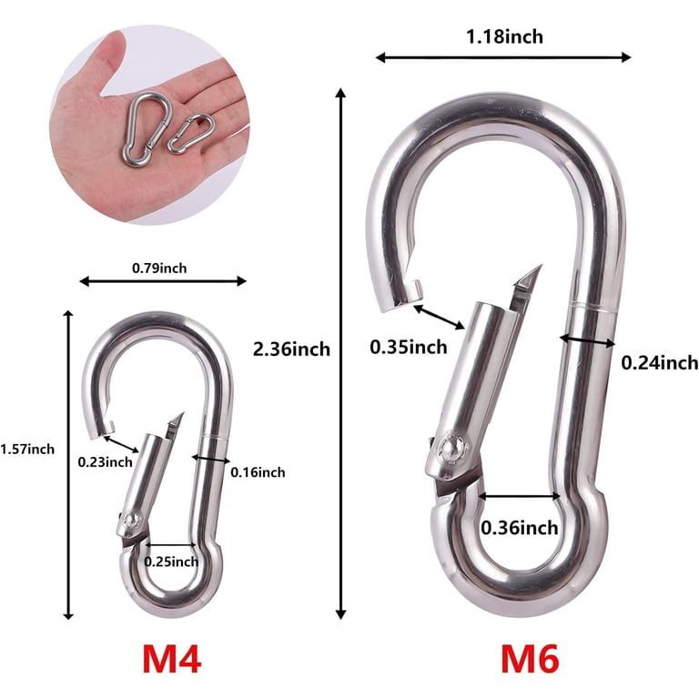 Cozihom 30-Pack M4 Stainless Steel Carabiner Clips – 1.57” Spring-Snap Hooks, 110lb Capacity For Keychains, Camping & Hiking