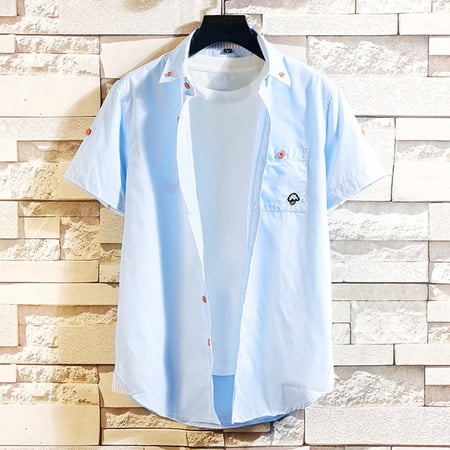 Gyexs Short Sleeve Shirts for Men Button Down BU1 Lightweight Linen Shirts Stretchable Classic Fit T-Shirt Formal Men Apparel Size XXXXXL