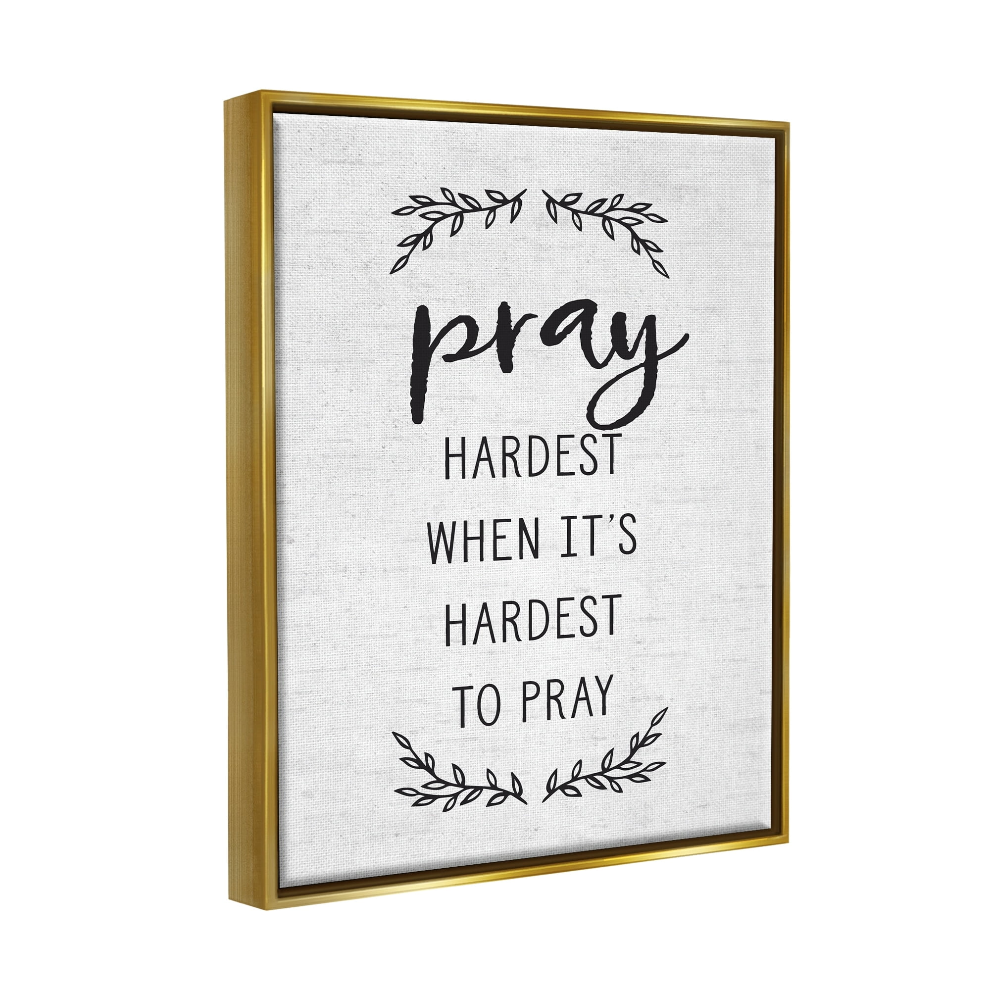 Stupell Industries Spiritual Prayer Uplifting Religious Quote Rustic Botanicals Graphic Art Metallic Gold Floating Framed Canvas Print Wall Art, Design by Lettered and Lined