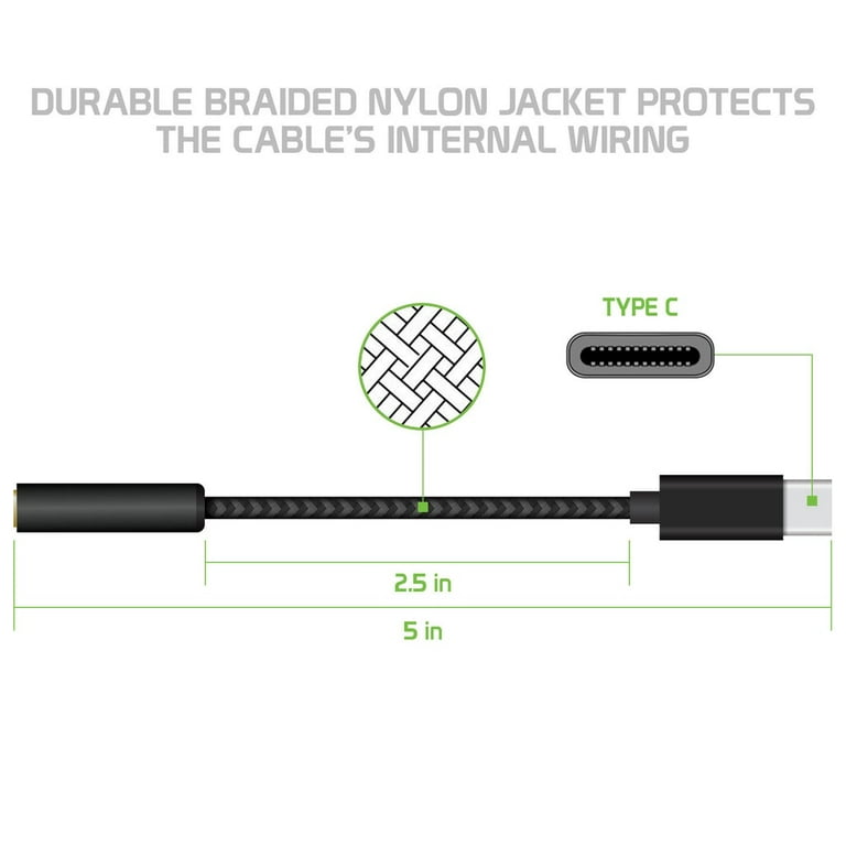 USB-C (Type-C) to 3.5mm Headphone Jack Adapter - Black 