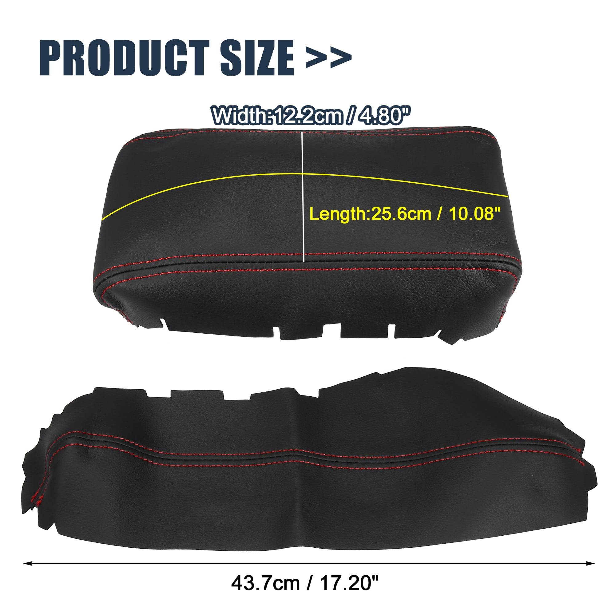 Unique Bargains 3Pcs/Set Armrest Cover for Honda Civic 10th Gen 1620 Black with Red Line