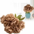 thumbnail image 2 of Peony Artificial Flower, Realistic Flowers Vintage Artificial Flower Long Stem Weather 7 Heads Wedding Bouquet Peony Faux Silk Flower Home Table Centerpiece Decor, 1Pc, Multicolor(Coffee,16.5x7.9"), 2 of 9