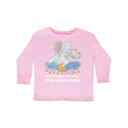

Inktastic My Brother Loves me to the Moon and Back Elephant Family Gift Toddler Boy or Toddler Girl Long Sleeve T-Shirt