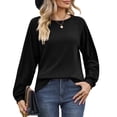 thumbnail image 4 of Women's Long Sleeve Shirts Crew Neck Casual Tops Fashion Fall Basic Tunic Pullover Blouses, 4 of 9