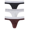 thumbnail image 2 of TANBOM Men's Striped T-Back Thong Bulge Pouch Soft Breathable Tagless Design Comfortable G-Strings Black White Red XXL, 2 of 6