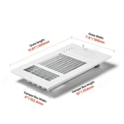 6x10 Floor Registers - 6 Pack HVAC Floor Vents - Adjustable Iron Vent Grilles for Home Office - Rustproof Air Vents Deflector with Metal Damper - White