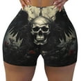 thumbnail image 2 of Lsque Vintage Winged Rose Skull Pattern High Waisted Biker Shorts for Women-Tummy Control Fitness Athletic Workout Running Yoga Gym Shorts,Moisture-Wicking-Medium, 2 of 9