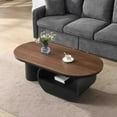 thumbnail image 3 of NEW Luxury Industrial Oval Coffee Table, 47.24'' Coffee Table with Storage Drawer, Black Metal Center Table for Living Room, 3 of 10