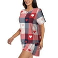 thumbnail image 2 of Bixox Women's Heart Plaid Printed Pajama Set 2 Piece Lounge Set Top and Shorts Soft Pajamas, Shorts with Pockets, 2 of 7