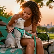 Rabbitgoo Cat Harness and Leash for Walking, Escape Proof Soft Adjustable Vest Harnesses for Cats, Easy Control Breathable Reflective Strips Jacket,Green