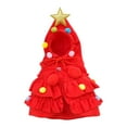 thumbnail image 2 of Christmas Tree Pet Cloak with Star Pompom Cape for Small Dogs Cats(Red/M), 2 of 6