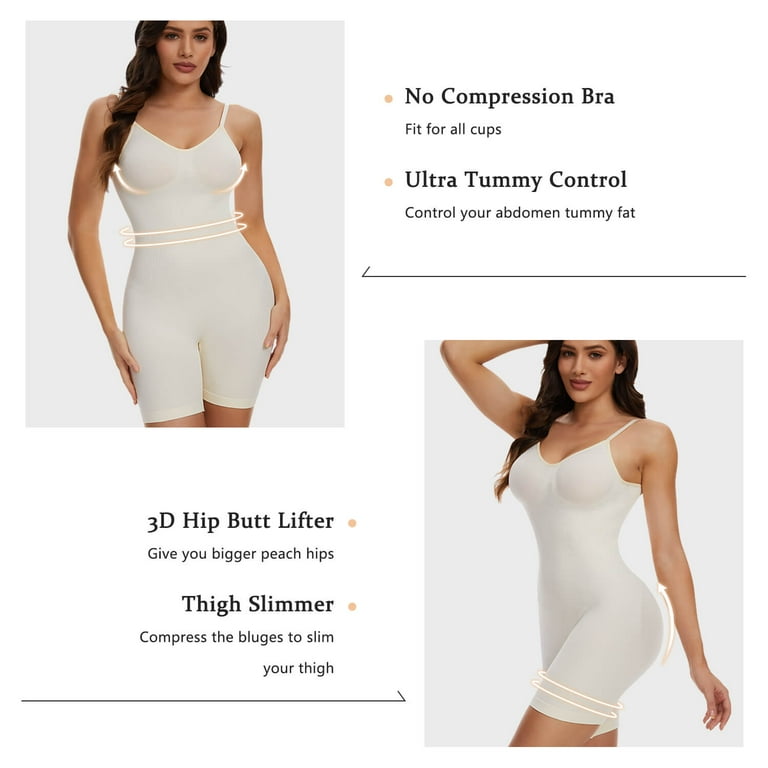 MANIFIQUE 2 Packs Low Back Mid Thigh Bodysuit Shapewear for Women Tummy  Control Butt Lifter Backless Faja Body Shaper - Walmart.com