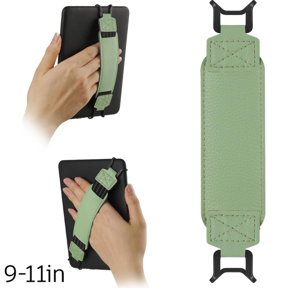 KRONDO Matcha Green Tablet Hand Strap Holder for Secure Comfortable Grip, Lightweight Leather & Polyester Blend, Universal Fit