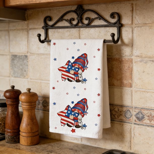 CaiYueKe 4th of July Patriotic Kitchen Towels American Flag Stars Dish Towels Independence Day Hand Towel Red White Blue 250th Anniversary for Kitchen Housewarming Gifts Memorial Day Home, 16" x 24"