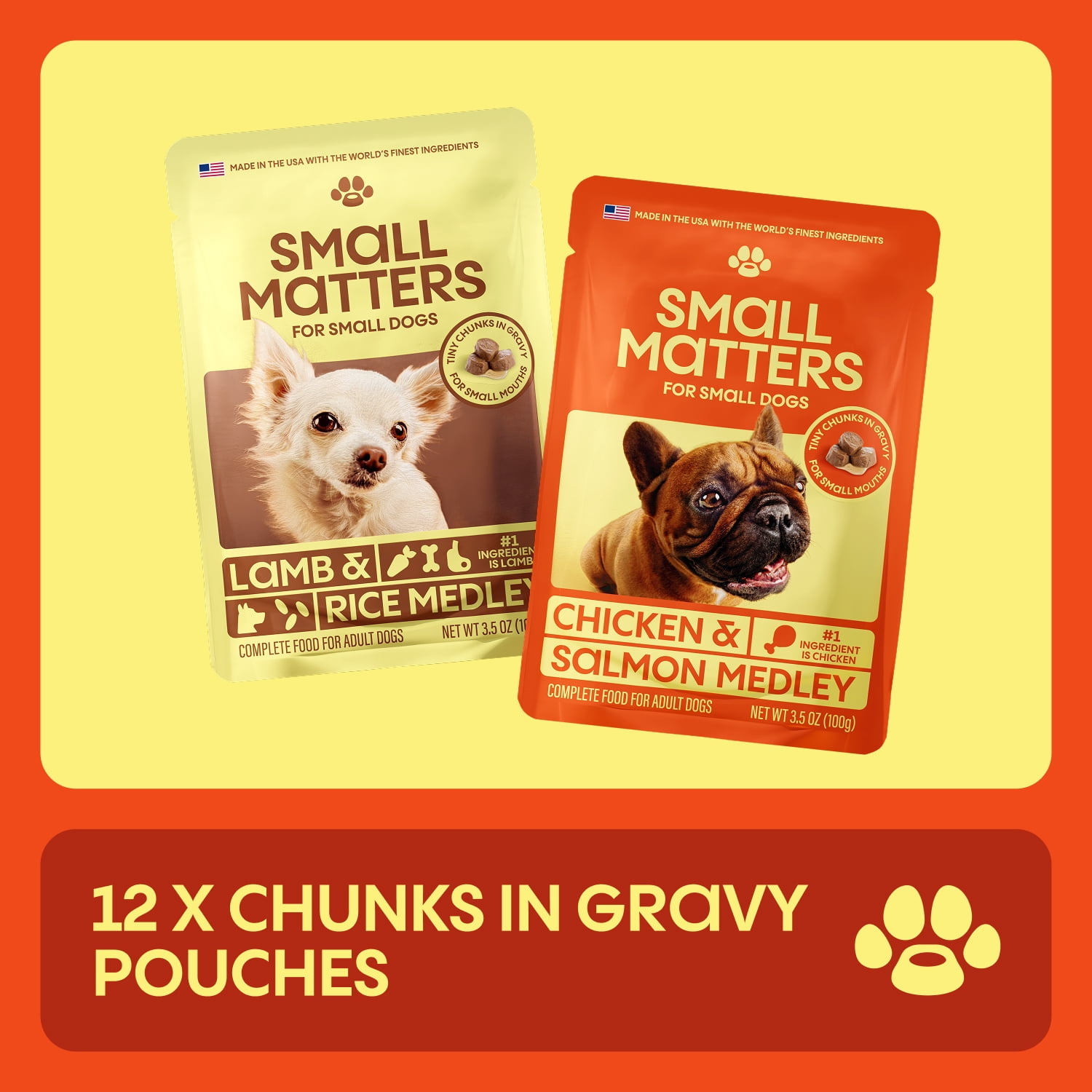 Small Matters Adult Dog Food for Small Dogs, Chicken & Salmon Medley + Lamb & Rice Medley Variety Pack, 3.5oz x 12 Packs