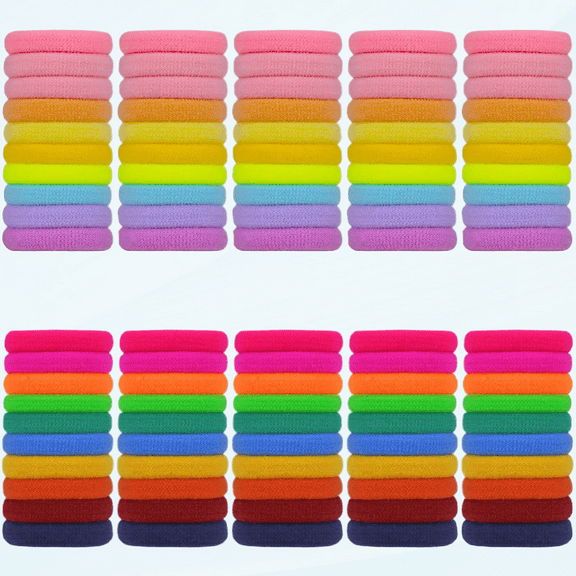 100 Pcs Hair Ties for Kids, Candy Colorful Small Ponytail Holders for Baby Girls, Softno Damage with Elastic Fabric Hair Bands for Toddlers, 20 Colors