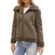 thumbnail image 4 of Abrigo de piel sintética de invierno para mujeres, chaqueta de cuero sintético forrada de piel gruesa L Marrón oscuro, 4 of 6