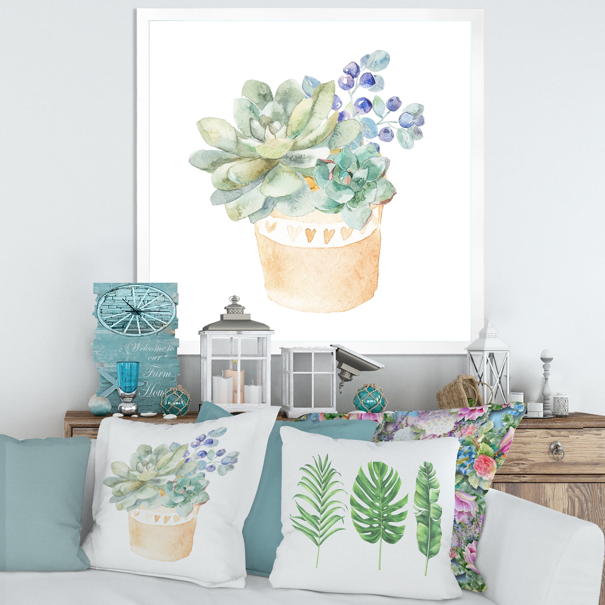 Designart 'Succulent Flower In Terracotta Clypot II' Traditional Framed Art Print