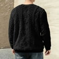thumbnail image 6 of ZCFZJW Men's Slim Fit Crewneck Pullover Sweater Winter Thick Warm Casual Chunky Cable Knit Comfort Heavy Long Sleeve Sweaters with Kangaroo Pockets Black M, 6 of 6