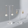 thumbnail image 2 of Earrings Display Stand Transparent T-shaped Hexagon/Rectangle/Round Base Detachable Non-slip Photo Props Acrylic Heavy Duty Drop Earrings Jewelry Display Holder for Jewelry Store, 2 of 8