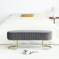 thumbnail image 2 of Miniyam Bench Bedroom Bench,Velvet Oval Upholstered End of Bed Bench with Golden Metal Legs,Gray, 2 of 7